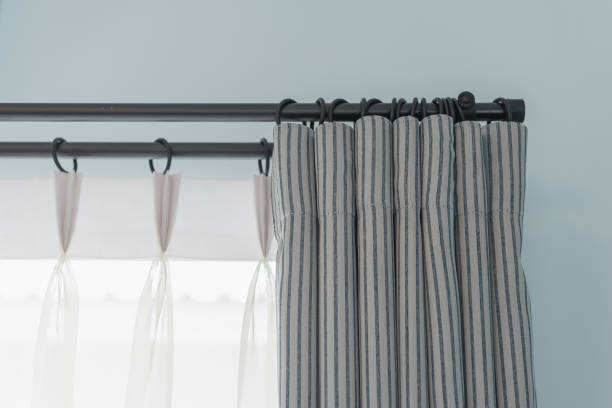 istock closed up of modern window curtain 885436196