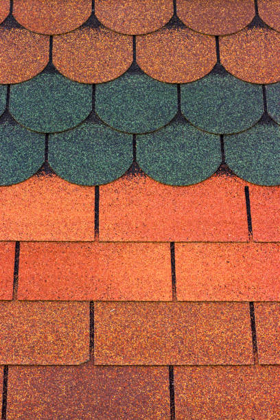istock Red plastic roof tiles home 885443530