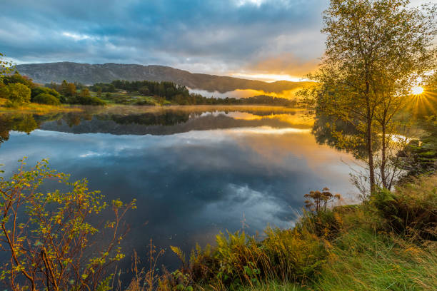 istock Sunrise by the lake. 885457622