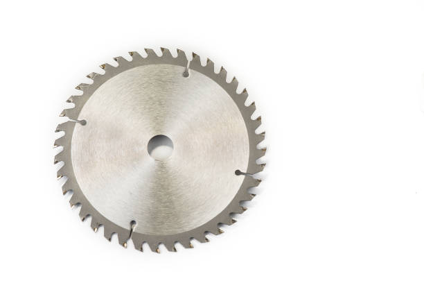 istock Circular saw blade for wood work isolated on white 885457920