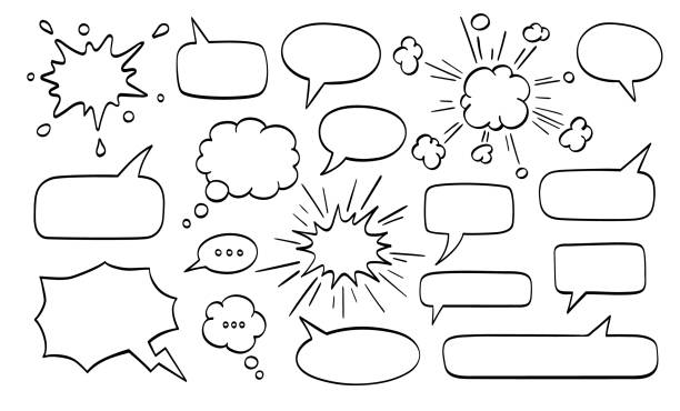 ilustraciones, imágenes clip art, dibujos animados e iconos de stock de gran juego de burbujas de discurso. - viñeta