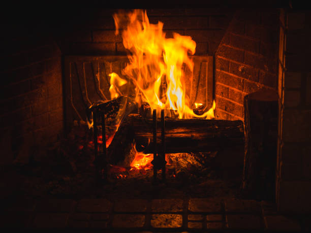 istock Burning wood in a fireplace 885477780