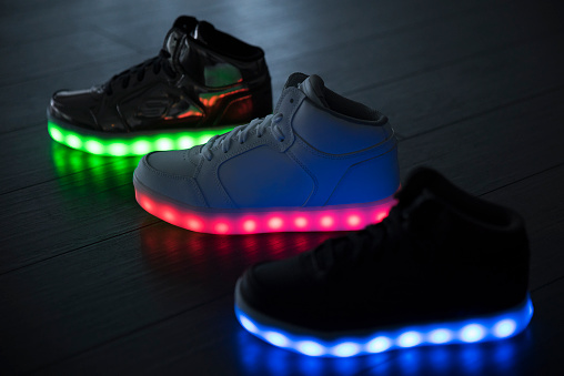 Lighting shoes on the floor