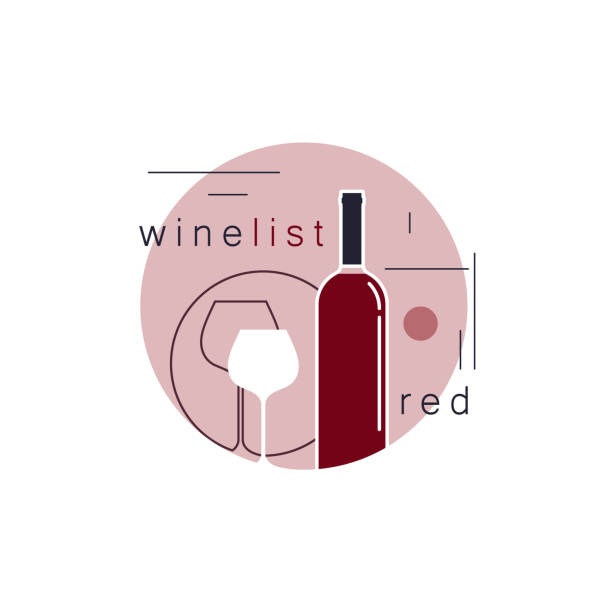 Red wine. Bottle and a glass. Icon in modern line style for restaurant menu, tasting, wine list, winery, shop. Vector illustration. Red wine. Bottle and a glass. Icon in modern line style for restaurant menu, tasting, wine list, winery, shop. Vector illustration. chilean wine stock illustrations