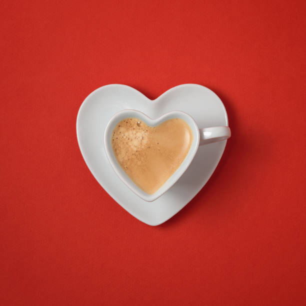 ハート形のコーヒーカップ - coffee heart shape coffee cup cup ストックフォトと画像