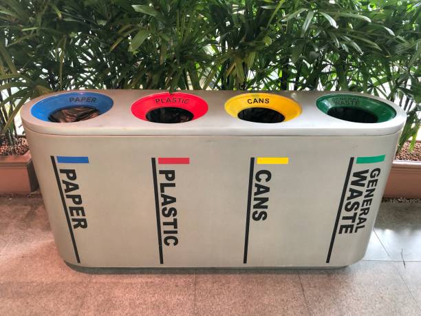 istock Difference Colored Bins For Collection Of Recycle Materials 885537368