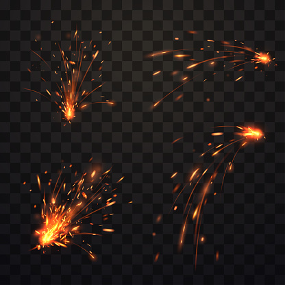 Fire prarks set in vector