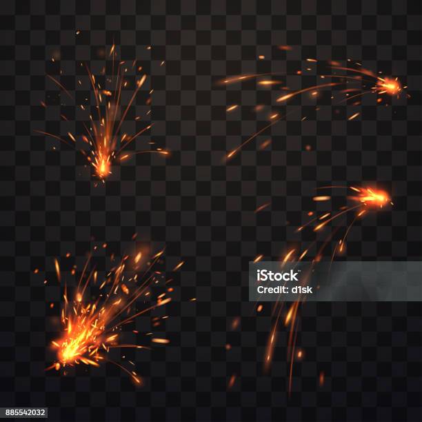 Fire Prarks Set Stock Illustration - Download Image Now - Sparks, Welding, Welder