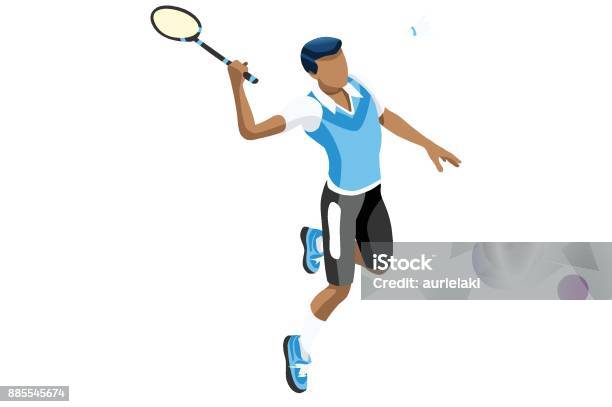 Isolated Badminton Vector Boy Illustration Stock Illustration - Download Image Now - Sport, Badminton - Sport, Clip Art