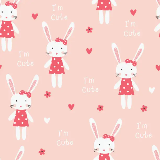 Vector illustration of Seamless pattern with bunny girl