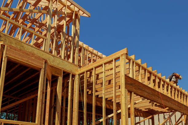 istock New Construction Wood Home Framing Abstract. 885566726