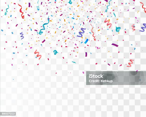 Colorful Bright Confetti Isolated On Transparent Background Festive Vector Illustration Stock Illustration - Download Image Now