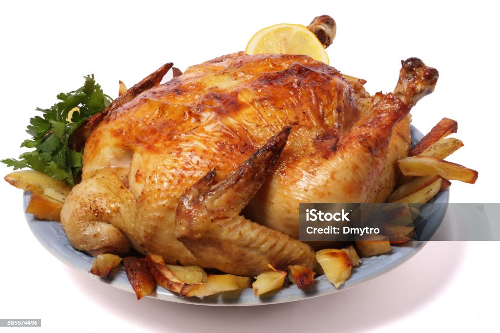 Frango grelhado na chapa, isolado no fundo branco - Foto de stock de Cozido royalty-free