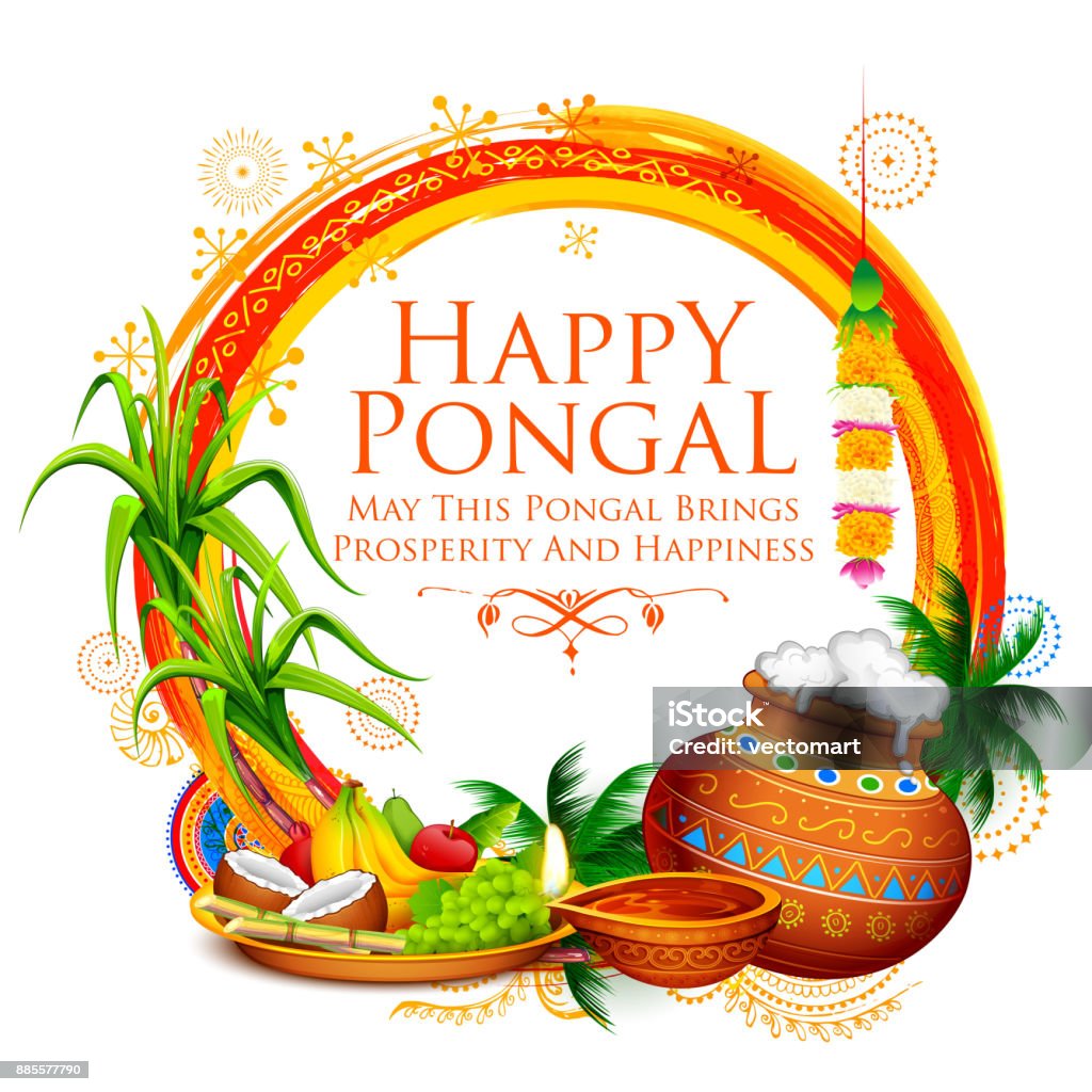 Happy Pongal Holiday Harvest Festival Of Tamil Nadu South India ...