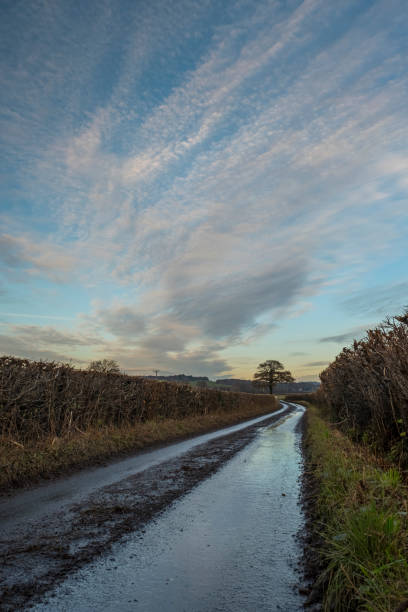 país lane - single lane road road sunset rural scene - fotografias e filmes do acervo