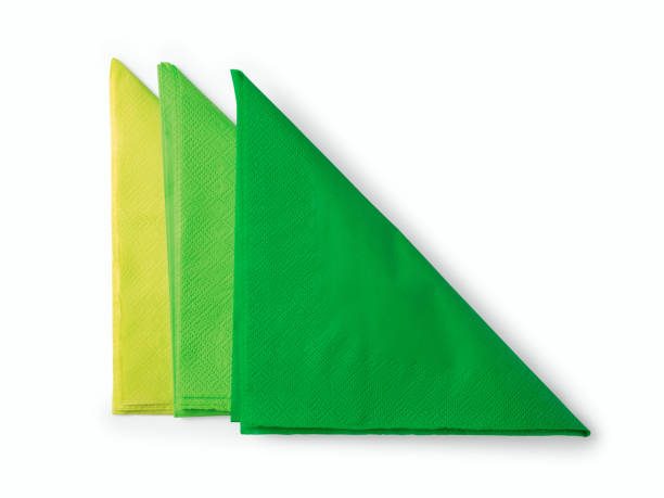istock Green paper napkins isolated with clipping path 885617648