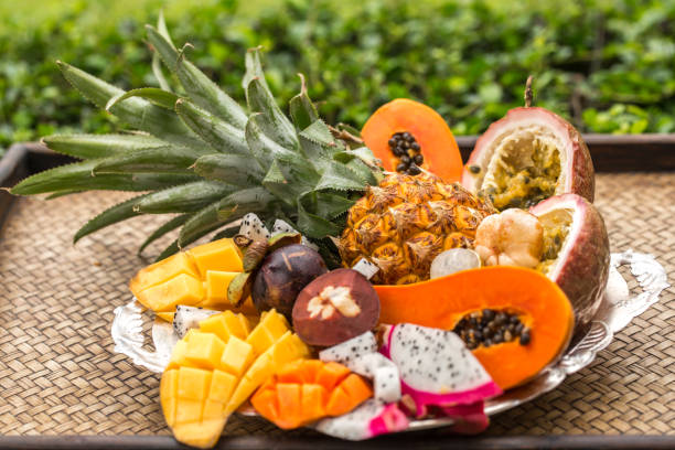 istock Exotic fruits on a tray 885650678