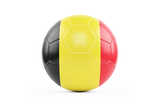 istock Soccer Ball Textured with Belgium Flag. Isolated on White Background 885682580
