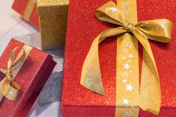 istock Wonderful boxed Christmas presents with a ribbon 885704418