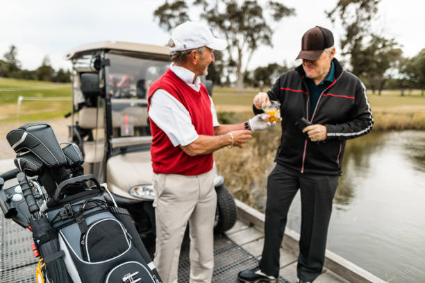 golf players take a break at the golf course