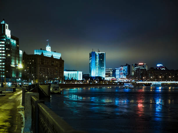 istock night moscow skyscraper on the river 885726108
