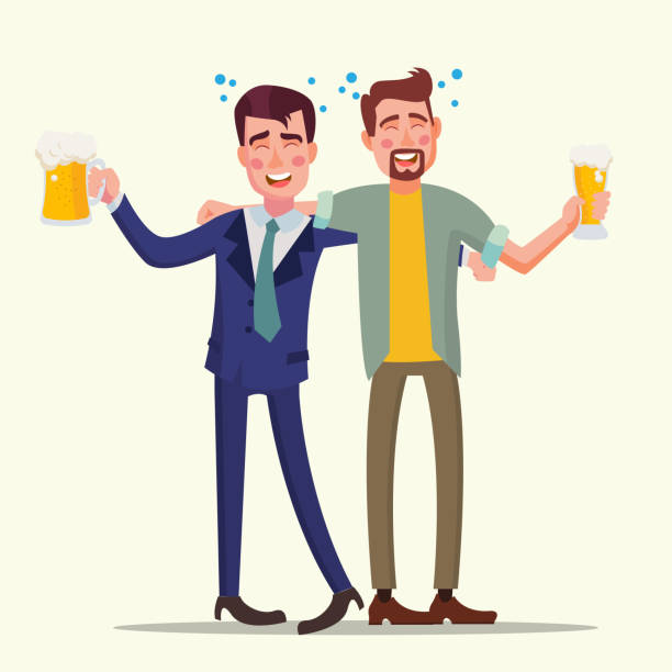 Drunk Office Man Vector. Funny Friends. Relaxing Concept. Business Party. Cartoon Character Illustration Drunk Office Man Vector. Funny Friends. Relaxing Concept. Business Party. Cartoon Illustration beer alcohol stock illustrations