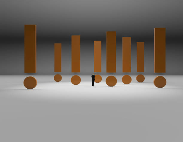 istock Three-dimensional composition of people standing in front of the exclamation point 885788878