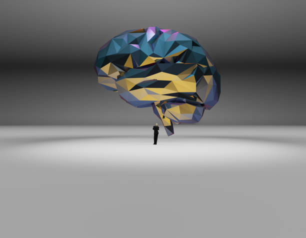 istock Three-dimensional composition of people, standing in front of the brain 885788880
