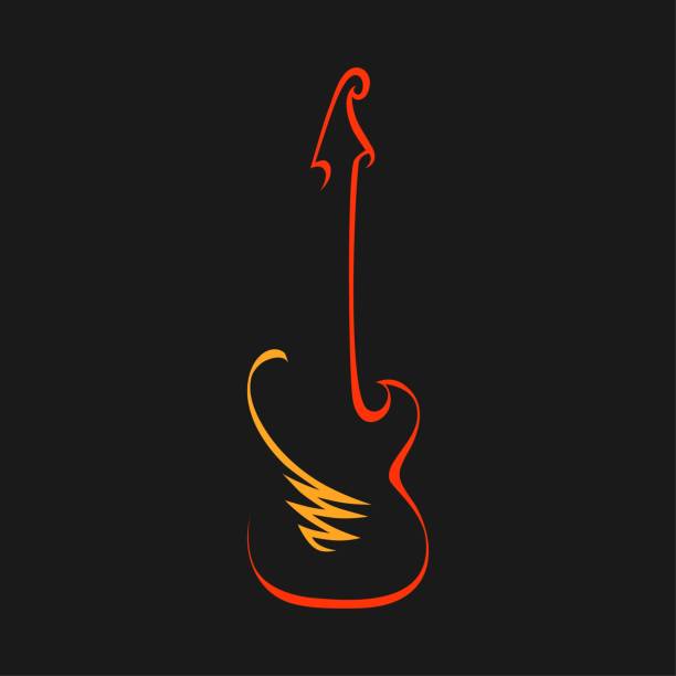 illustrazioni stock, clip art, cartoni animati e icone di tendenza di simbolo di chitarra elettrica astratta, icona - guitar electric guitar modern rock metal