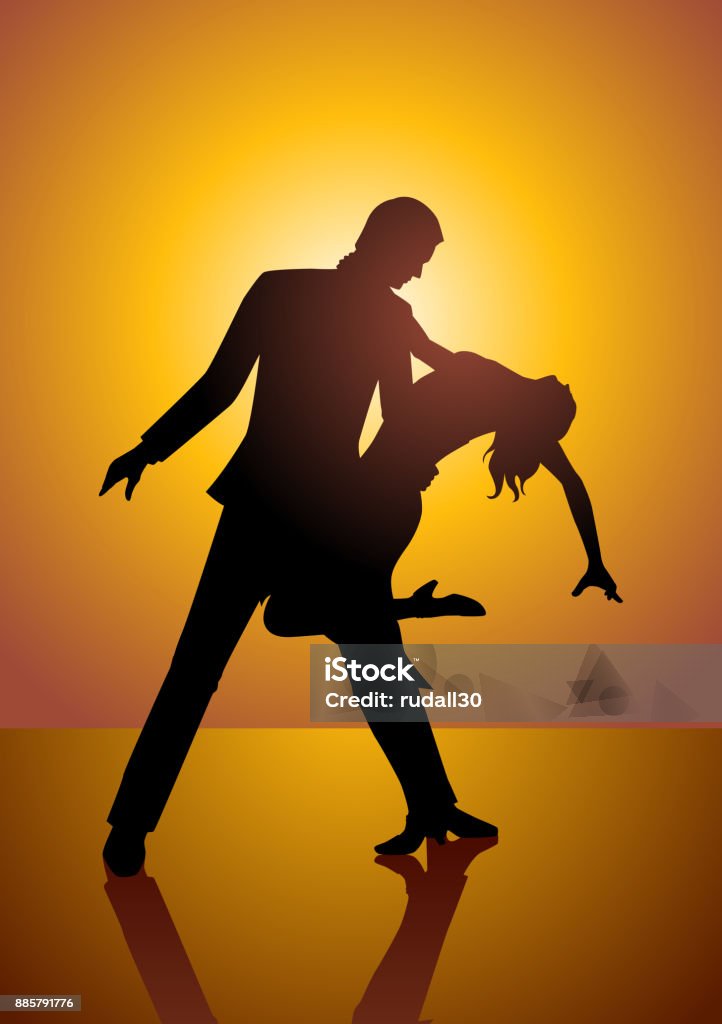 Silhouette of a couple dancing Silhouette illustration of a couple dancing Dancing stock vector