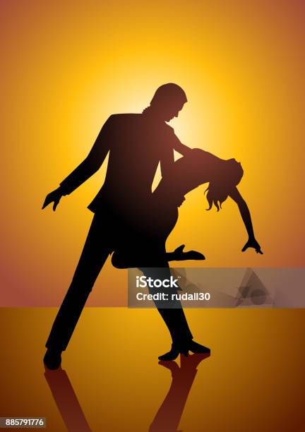 Silhouette Of A Couple Dancing Stock Illustration - Download Image Now - Dancing, Couple - Relationship, In Silhouette