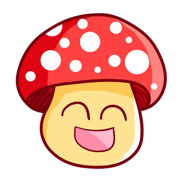 Vector illustration of Smiling red mushroom
