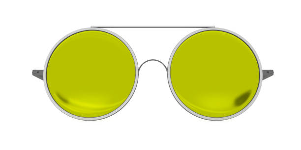 istock Fashion sunglasses in a thin silvery frame with round  glasses, 3d render, 3d illustration 885819948