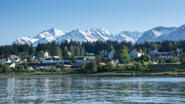 haines alaska across the water - haines imagens e fotografias de stock