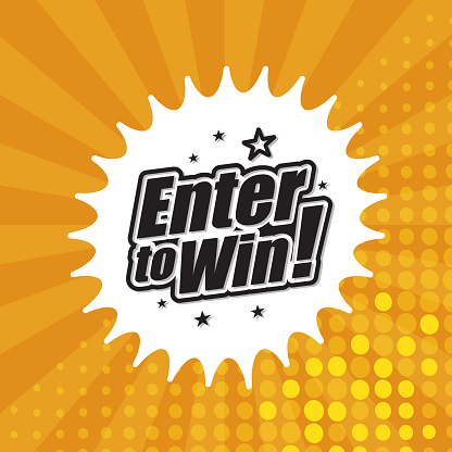 Vector of enter to win headline in orange dotted color background. EPS Ai 10 file format.