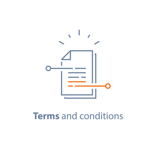 Contract terms and conditions, document paper, writing and storytelling concept, brief summary Contract terms and conditions, document paper, creative writing, storytelling concept, read brief summary, assignment, vector line icon, thin stroke illustration short story stock illustrations