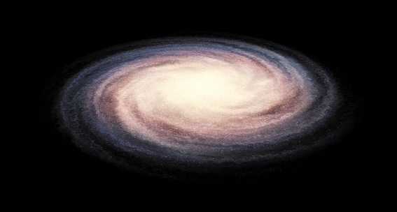 Spiral Galaxy isolated over black background. Outer Space, Cosmic Art and Science Fiction Concept.