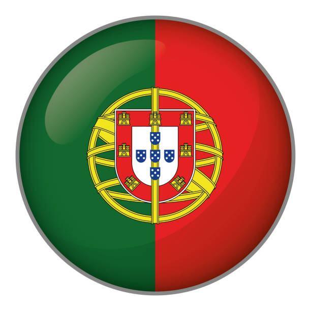 ilustrações de stock, clip art, desenhos animados e ícones de icon representing button flag of portugal. ideal for catalogs of institutional materials and geography - portugal bandeira