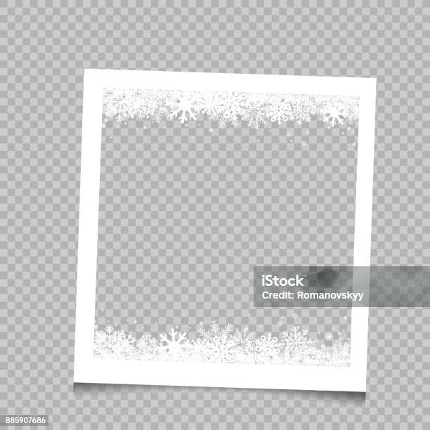 Square Frame Christmas Snow Stock Illustration - Download Image Now - Christmas, Photographic Print, Border - Frame