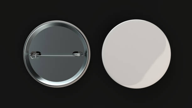 istock Blank white badge on black background 885915004