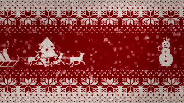 Christmas 2d animation on a knitted texture. Looping animation.