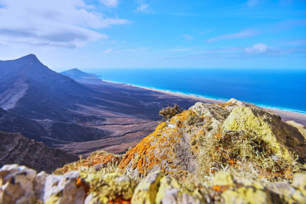 parque natural de jandía, fuerteventura - volcanic landscape rock canary islands fuerteventura - fotografias e filmes do acervo