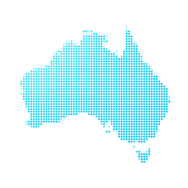 白色背景下的澳大利亞藍點地圖 - 堪培拉 插圖 幅插畫檔、美工圖案、卡通及圖標