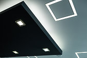 Geometric construction of celling maden with drywall and using modern economical LED light
