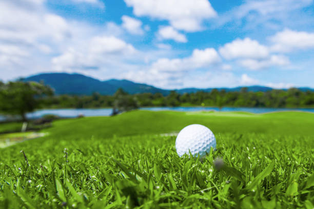 コースのゴルフボール - grass lake ストックフォトと画像