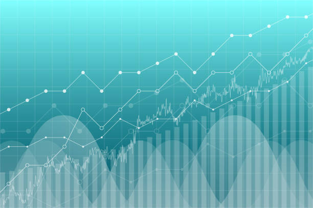 illustrations, cliparts, dessins animés et icônes de données financières graphique graphique, illustration vectorielle. lignes de tendance, colonnes, background information économie de marché. concept économique de tableau analytique. - data chart business graph