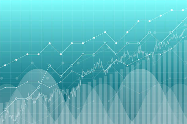 財務データのグラフ、ベクトル図です。トレンド ライン、列、市場、経済情報の背景です。チャート分析経済概念。 - business graph chart growth点のイラスト素材／クリップアート素材／マンガ素材／アイコン素材