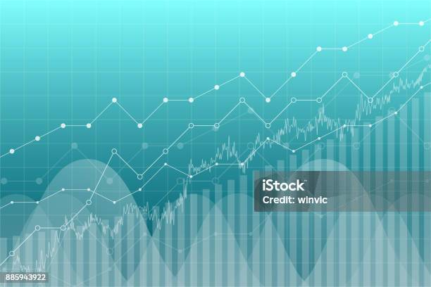 Financial Data Graph Chart Vector Illustration Trend Lines Columns Market Economy Information Background Chart Analytics Economic Concept Stock Illustration - Download Image Now