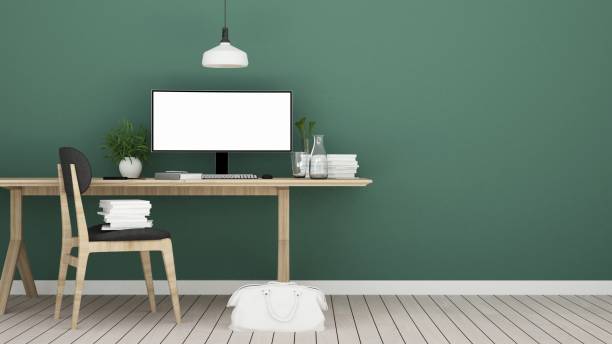 istock 3D Rendering minimal style Interior minimal work space or living room and wall decorate in hotel 885960126