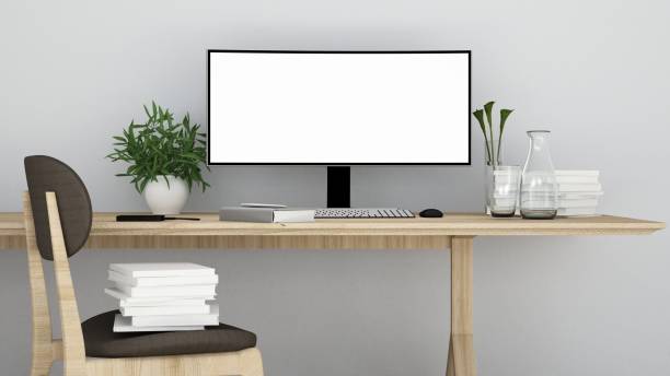 istock 3D Rendering minimal style Interior minimal work space or living room and wall decorate in hotel 885960164